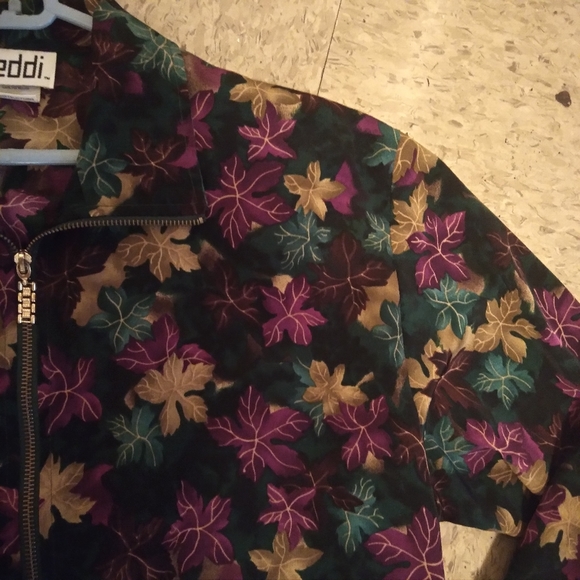 TEDDI Y2K Vintage Autumn Leaf Windbreaker Bomber Jacket, Large - Picture 8 of 16